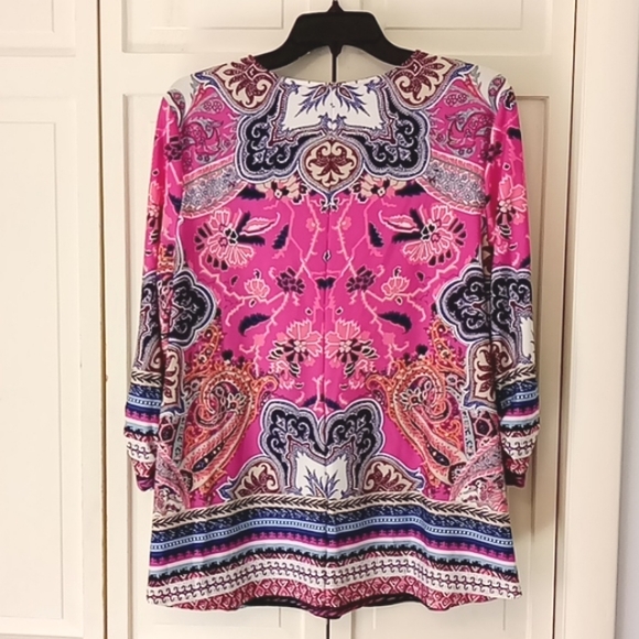 New Directions Floral Tunic Blouse EUC - Picture 3 of 6